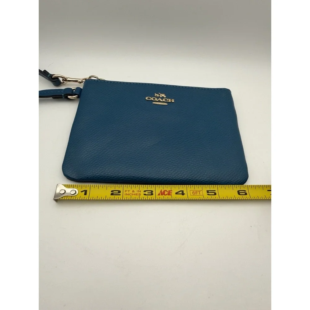 Coach Zip Wallet Wristlet Dark Teal  Corner Zip Wristlet Vintage Metal Logo
